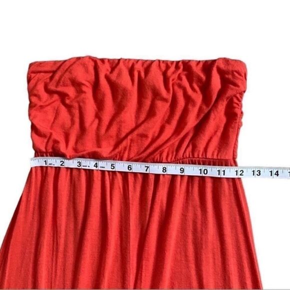 Love Culture Orange & Tan Chevron Color Block Strapless Maxi Summer Dress Medium - Picture 10 of 10